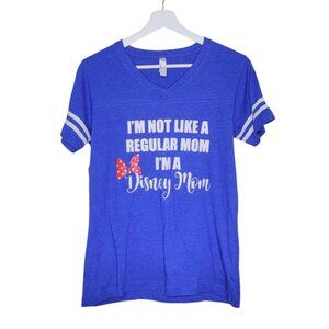 PICK 3 FOR $20 DISNEY MOM Sparkly Blue T-Shirt Baseball Style Tee Women's M